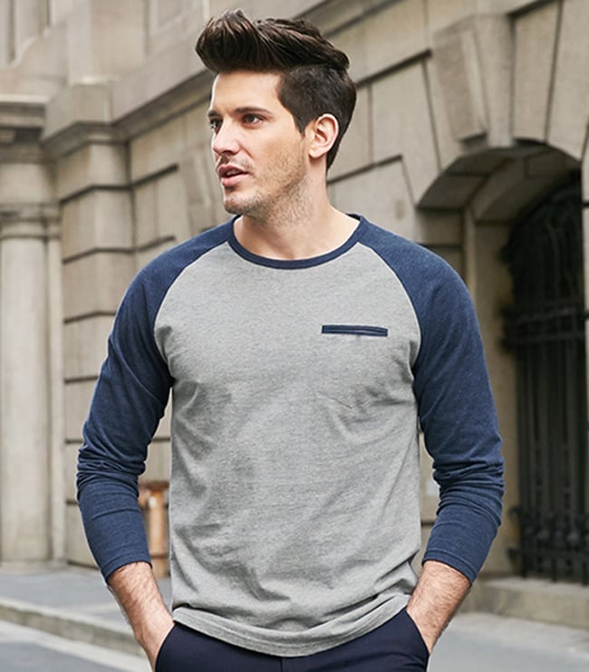 Mens Two Tone French Terry Crew Neck Sweatshirts 