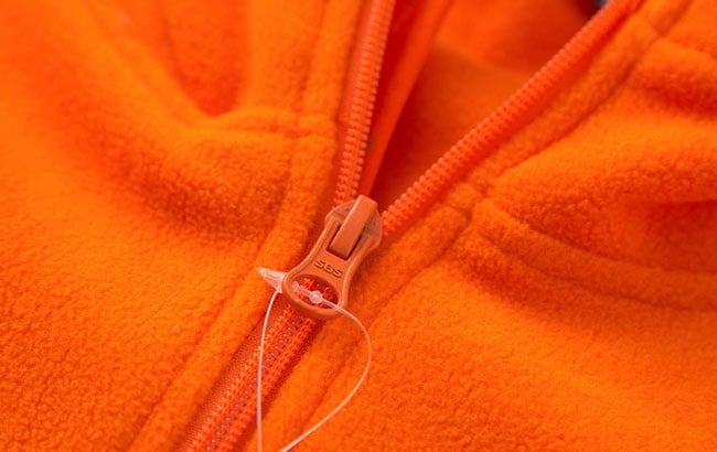 Basic Zip Up Polar Fleece Orange Hoodie