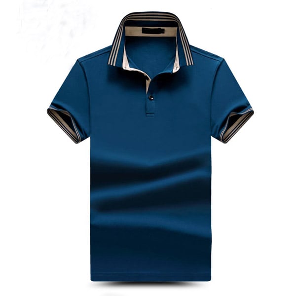 Men white yarn dye stripe collar polo shirt on sale 