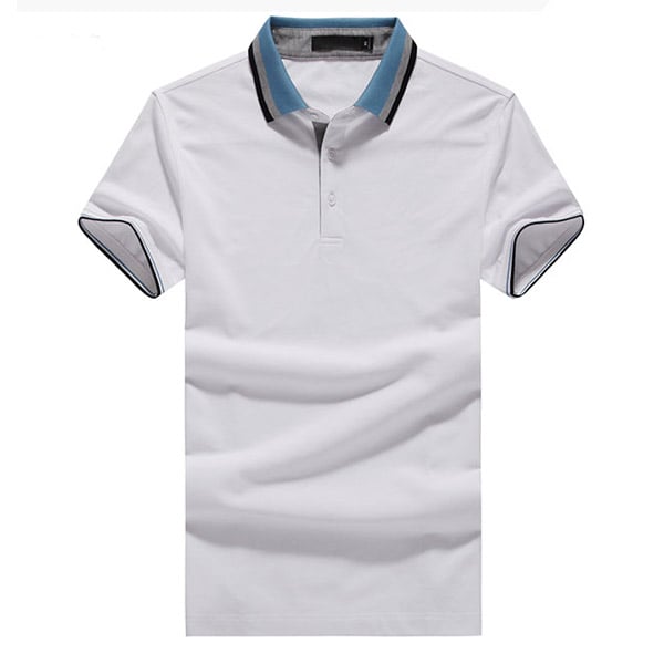 US fashionable unique white striped polo shirts for men 