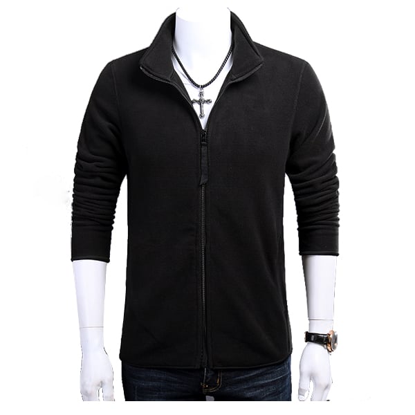 two pockets plain men zip up sweatshirt