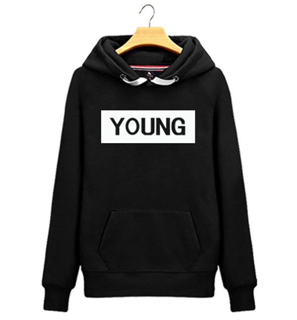 High Quality Black Cotton Women Printing Pullover Hoodie 