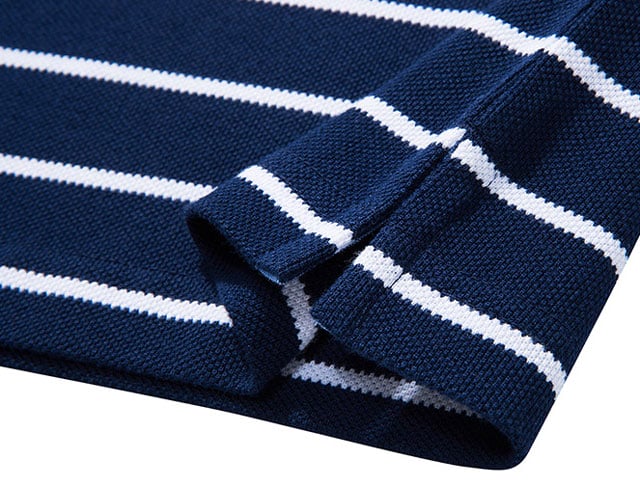 Wholesale Custom Mens Long Sleeve Striped Polo Shirts