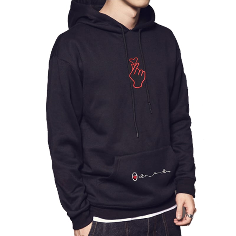 custom personality 2017 embroidered black hoodie